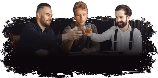 Trójka znajomych wznoszących toast w restauracji Sport's Bar-B-Q w Rzeszowie.